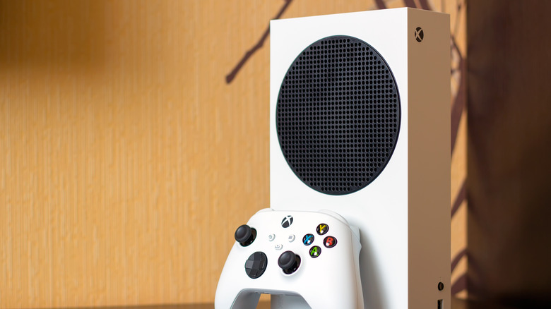 Xbox Series S standing upright
