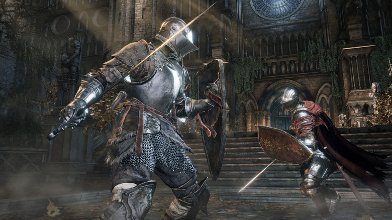The player fights a rival knight