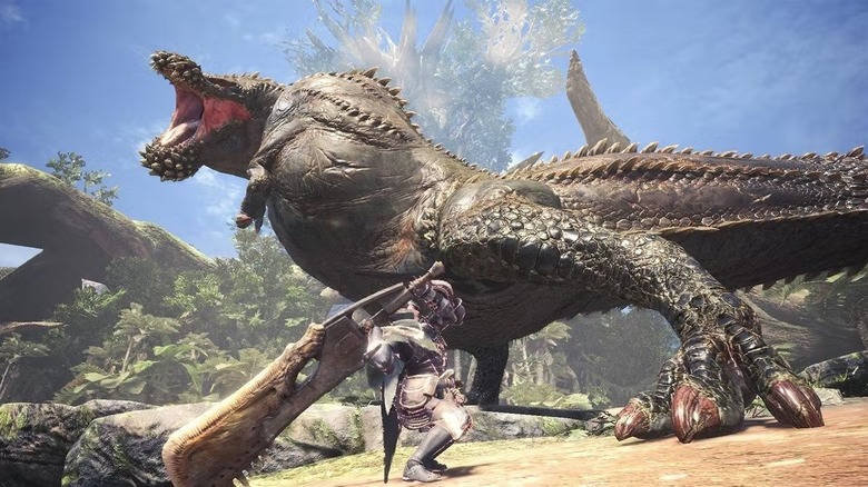 The player battles a huge dragon