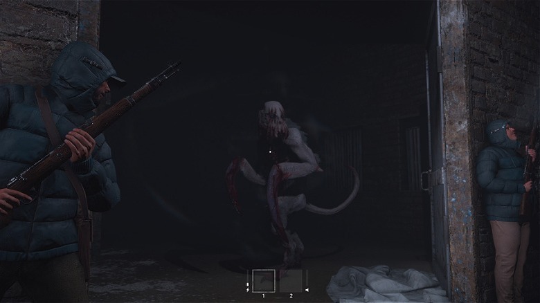 Survivors hiding from monster