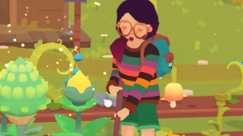 Protagonist tending ooblets