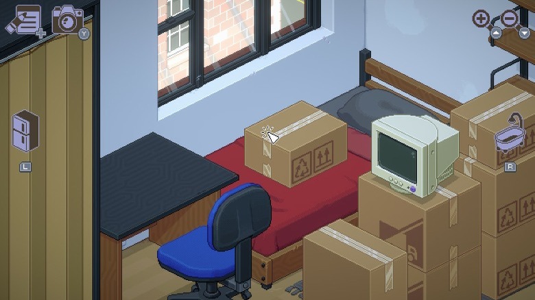 Dorm room in boxes