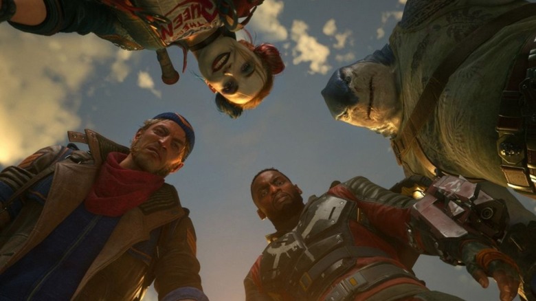 Suicide Squad looking down at camera