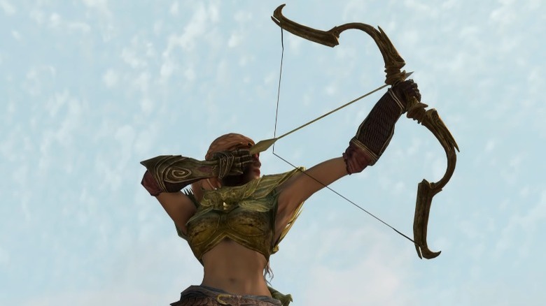 Warrior holding the Zephyr bow