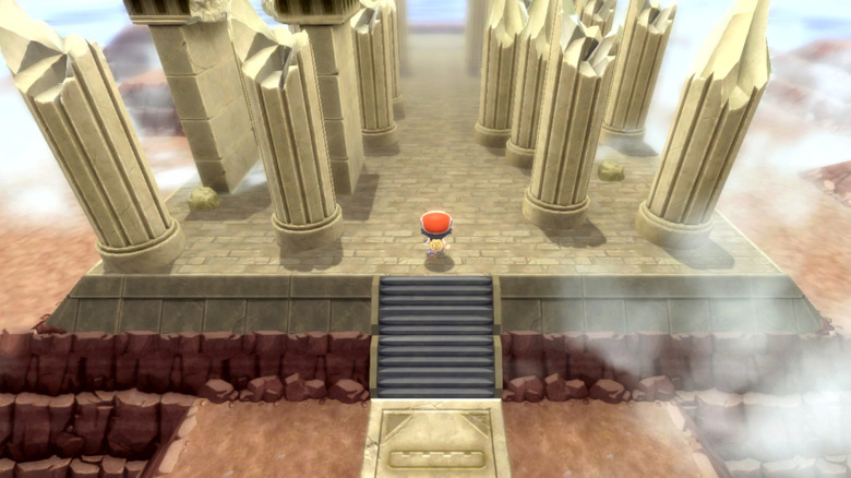 Lucas standing in between time pillars