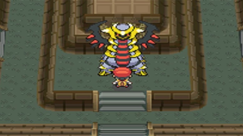 Lucas standing in front of Giratina