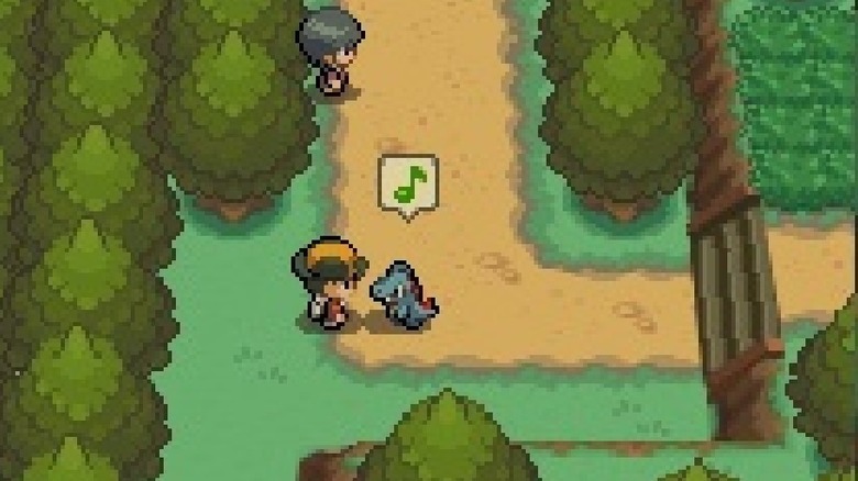 HeartGold SoulSilver protagonist talking to Totodile