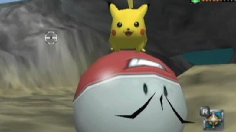 Pikachu running on top of Electrode