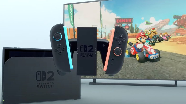 Nintendo Switch 2 plays Mario Kart 9 on a big screen TV