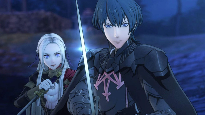 Byleth standing next to Edelgard