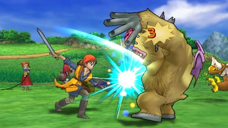 Hero attacking a big creature