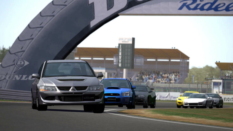 Mitsubishi vehicle leading race