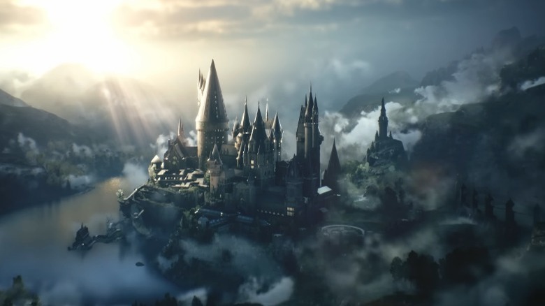 Overhead shot of Hogwarts castle
