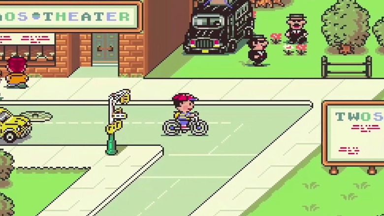 Ness riding bike through town