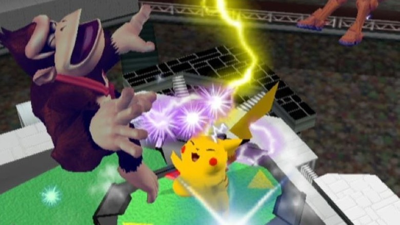 Pikachu shocking Donkey Kong