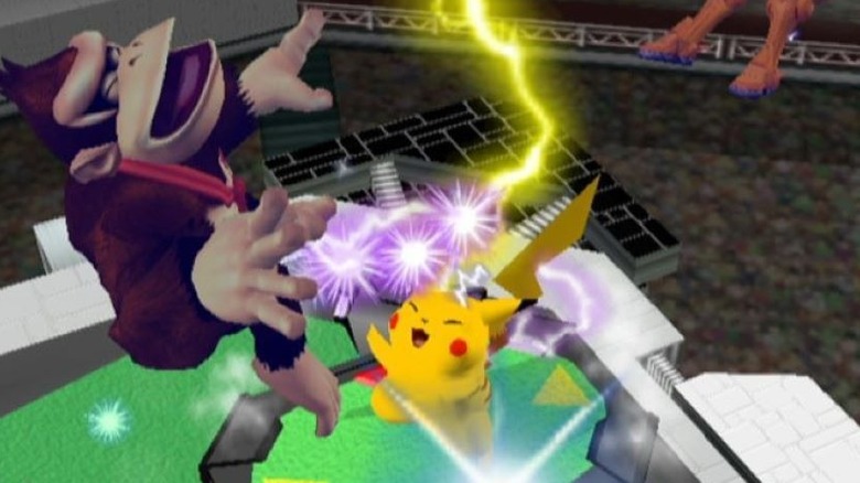 Pikachu shocking Donkey Kong