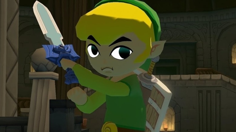 Toon Link holding master sword