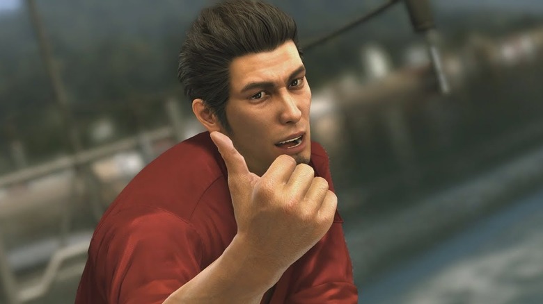 Kiryu giving thumbs up