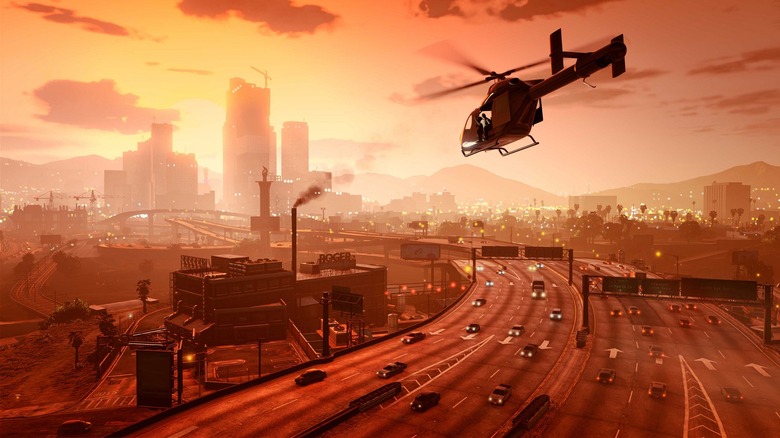 Los Santos red skies helicopter