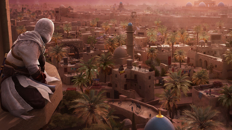 Assassin's Creed Mirage's Basim looking over Baghdad