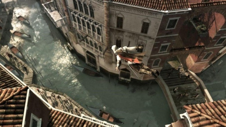 Ezio diving into canal