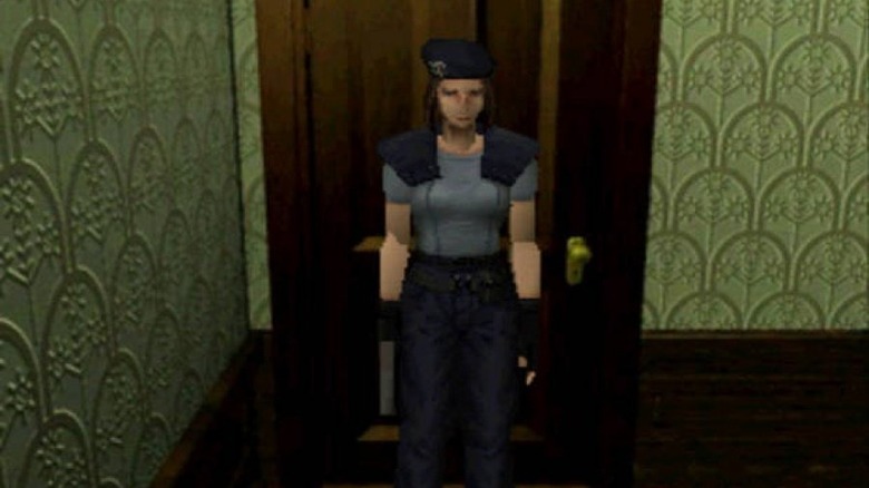 Jill standing outside a door