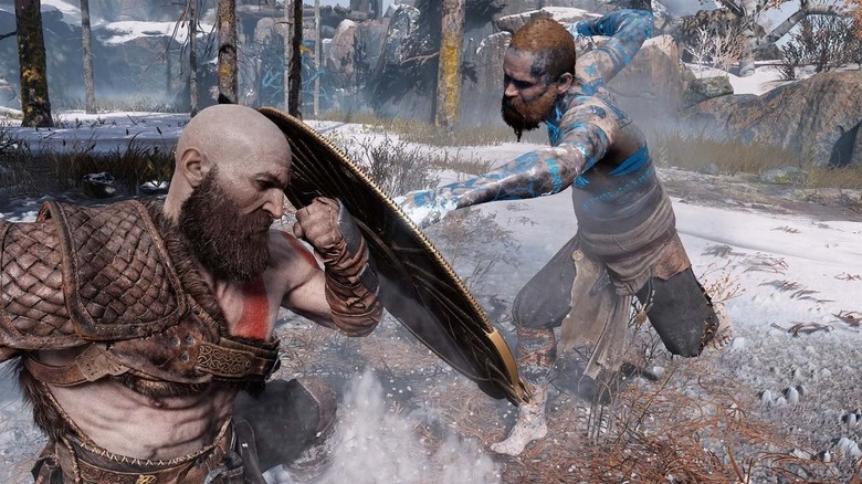 Kratos fighting Baldur