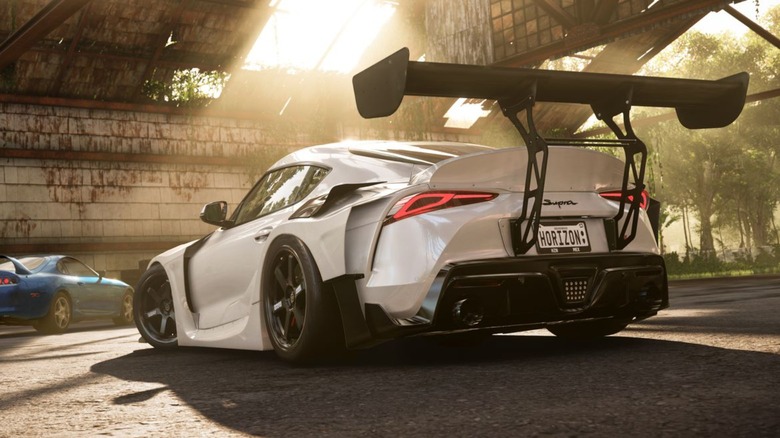 White racing car with spoiler