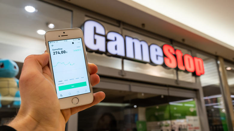 investment app in front of gamestop