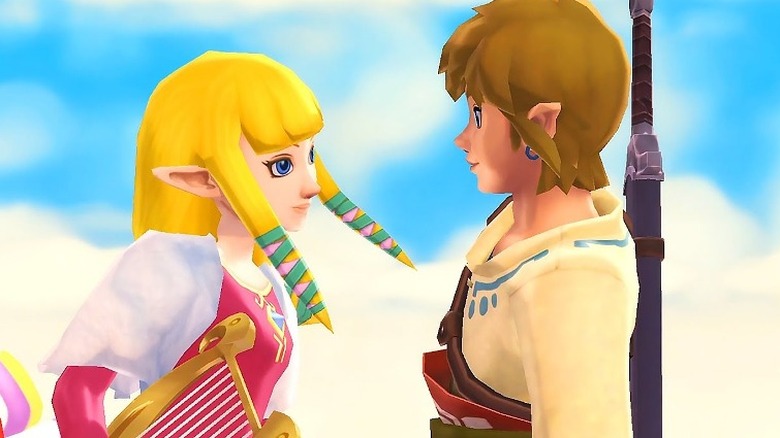 Link and Zelda smiling at each other