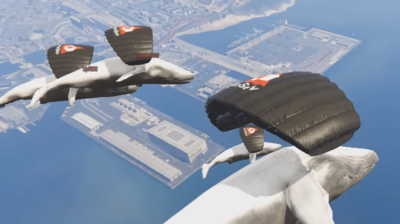 Parachuting whales in GTA Online