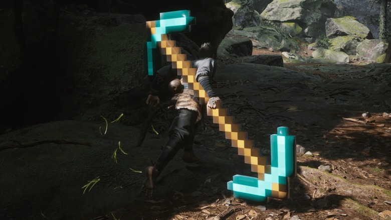 Destined One carrying double diamond pickaxe