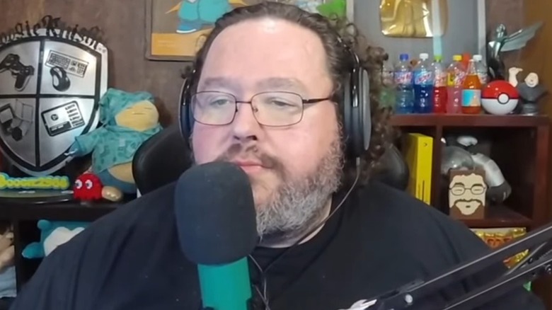 Boogie talking into microphone