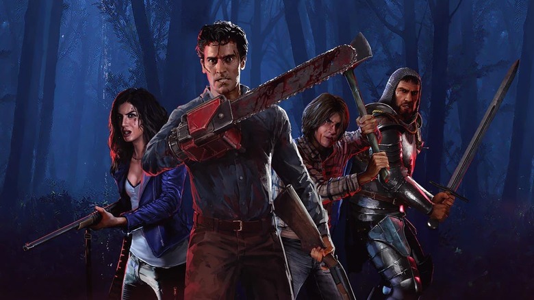 Characters from "Evil Dead: The Game" looking intense