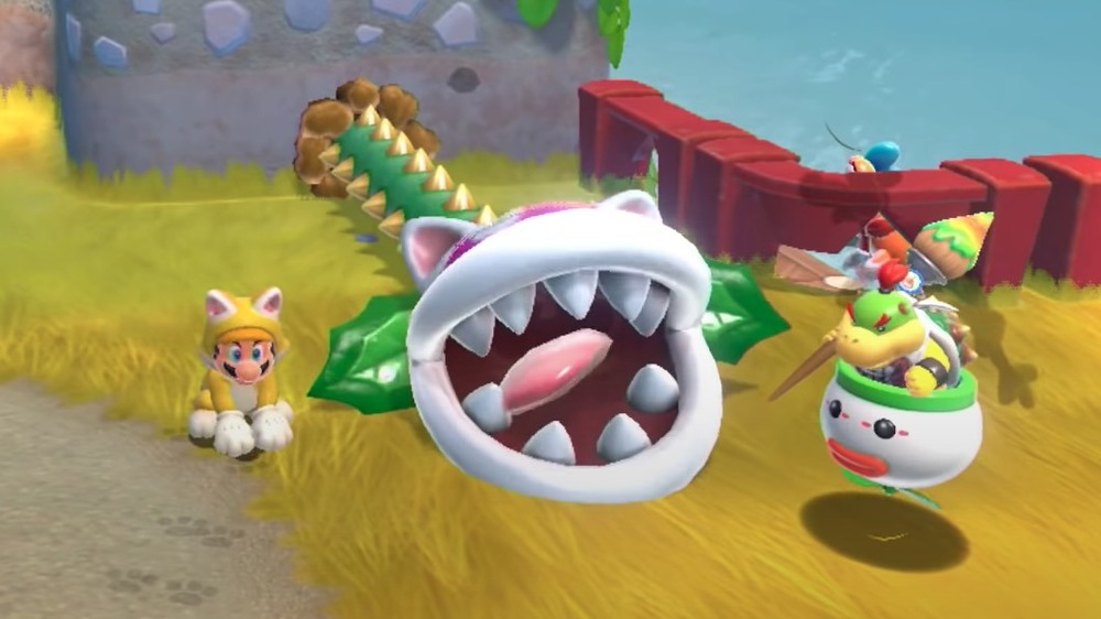 Cat Mario with Bowser Jr.