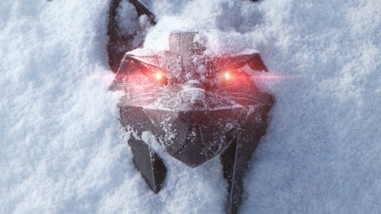 Wolf medallion in snow