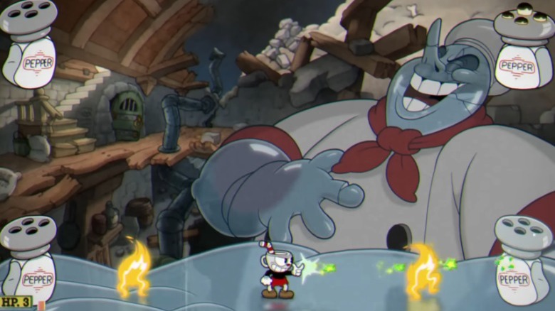 Cuphead shooting peppershaker