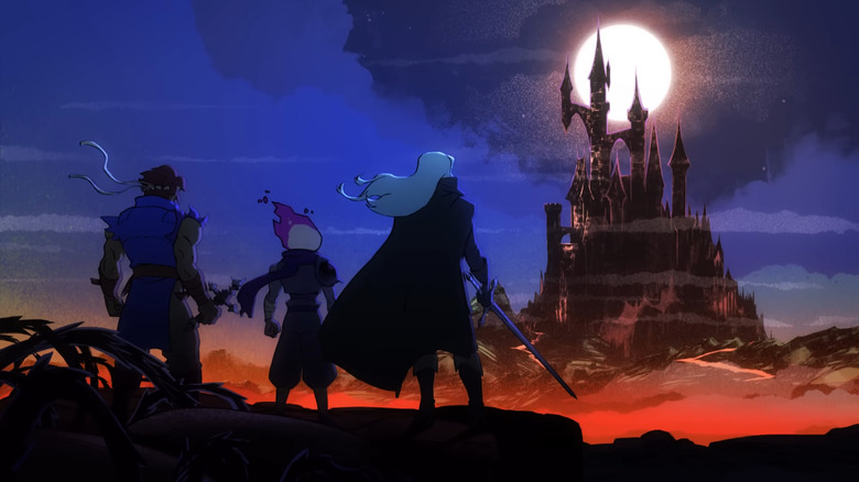  Richter Belmont, Alucard, and the Beheaded looking at Dracula's Castle in the distance