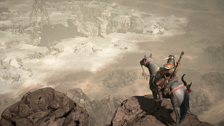 Mounted Barbarian overlooking desert