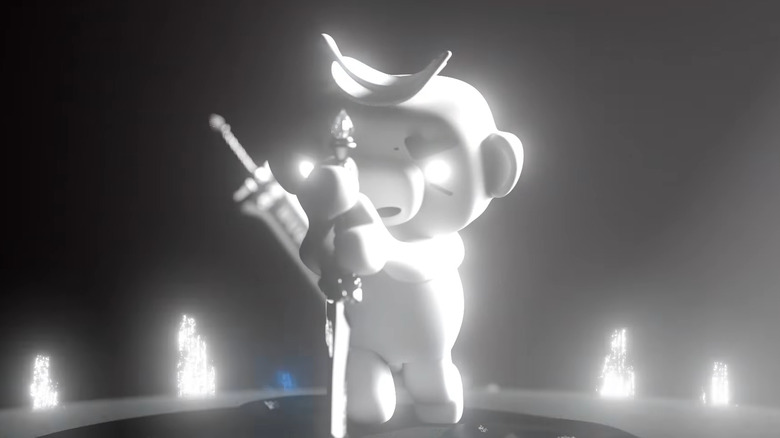 Discord mascot pulling sword