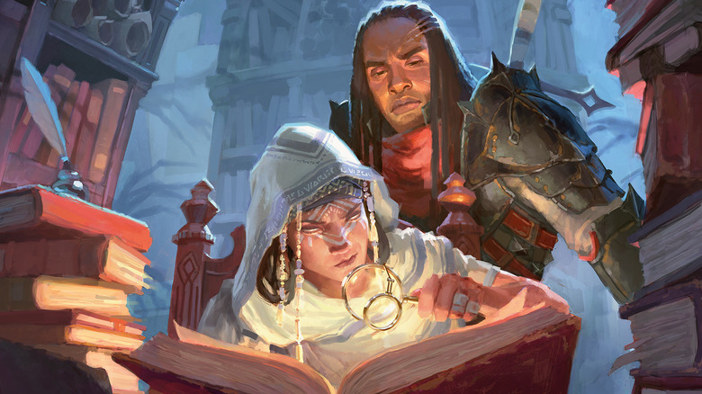 D&D characters reading a book