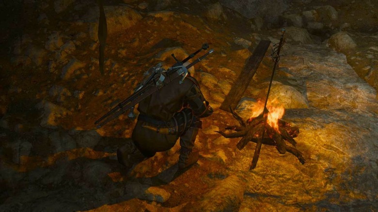 Witcher 3 Geralt at Dark Souls bonfire