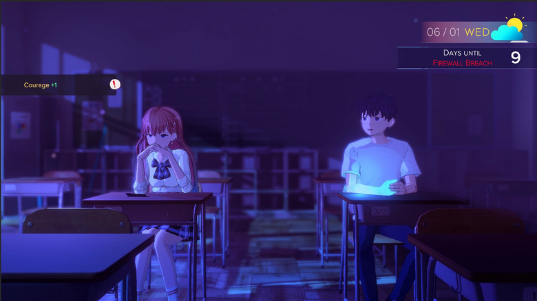 Eternights two characters sitting in a class room