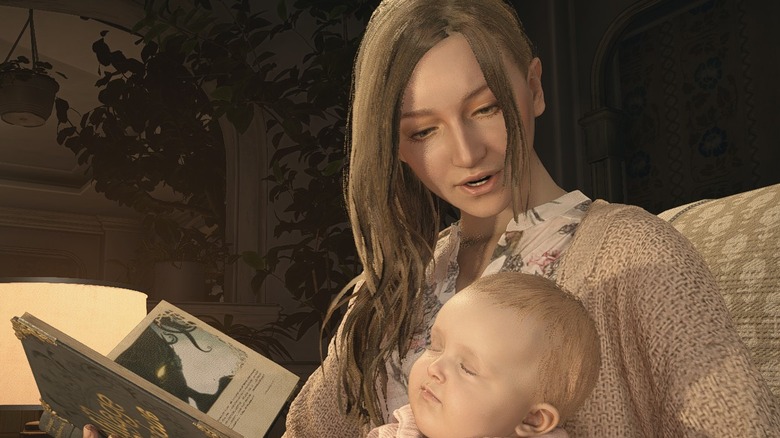 Mia reads a creepy bedtime story to her daughter Rose.