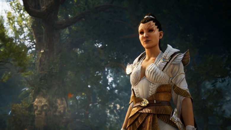 Ashrah wearing white armor