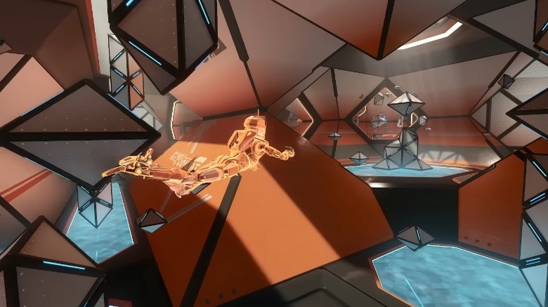 Echo VR player sailing through arena