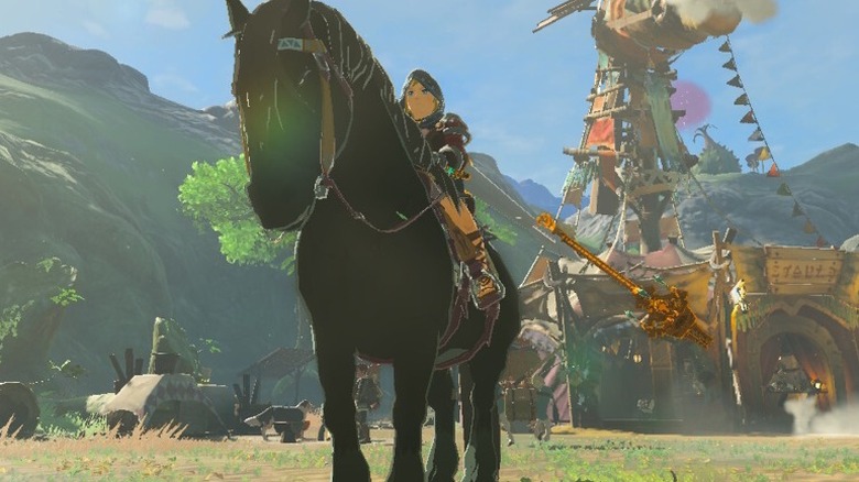 Link leaving stable horseback