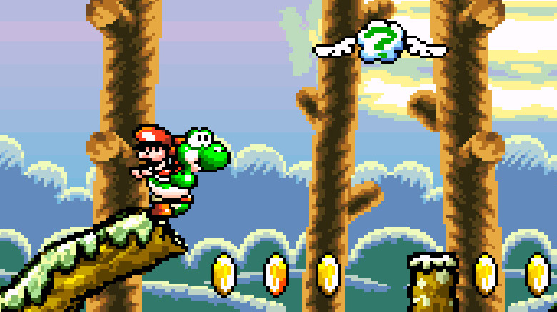 Yoshi and Baby Mario in the woods
