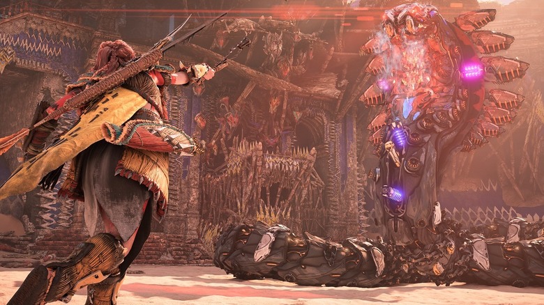 Horizon Forbidden West Aloy fighting Slitherfang