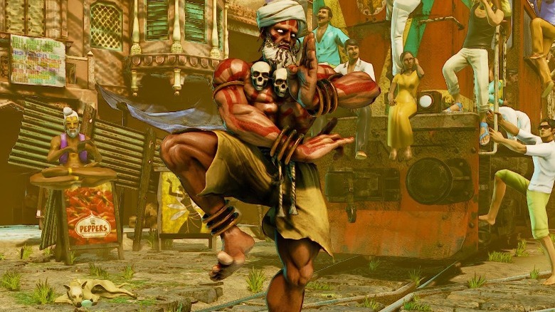 Dhalsim standing on one leg